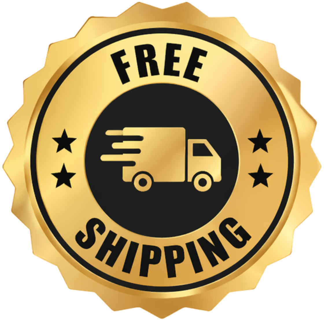 Gold and black 'Free Shipping' label 
