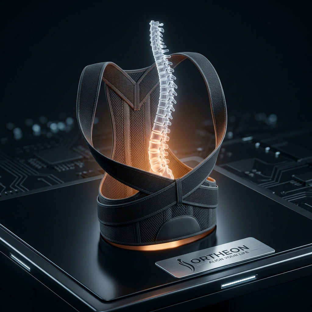 Back brace with glowing spine model