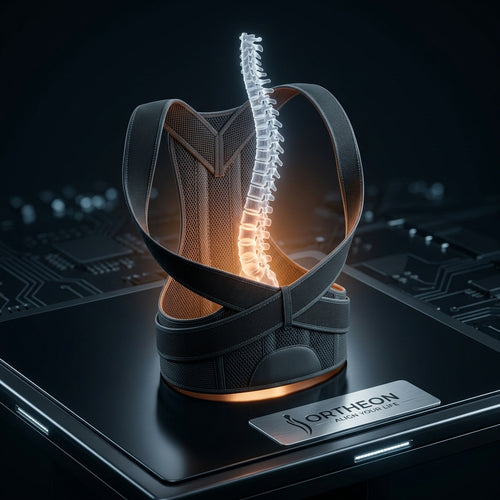 Back brace with glowing spine model